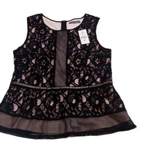 Women's Suzy Shier Black Lace Overlay New With Tags  Shirt Size Medium